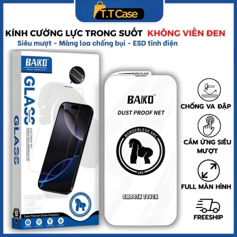 Kính Cường Lực Không Viền - iP 17/16/15/14/13/12/11 Pro/Plus/Promax/Xs/Xr Full Màn Trong Suốt