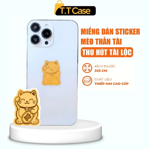 T.T Case Miếng Dán Sticker Mèo Thần Tài Hút Tài Lộc May Mắn Dán Điện Thoại Ốp Lưng Iphone Để Trong Ví Linh Vật Tăng Vận