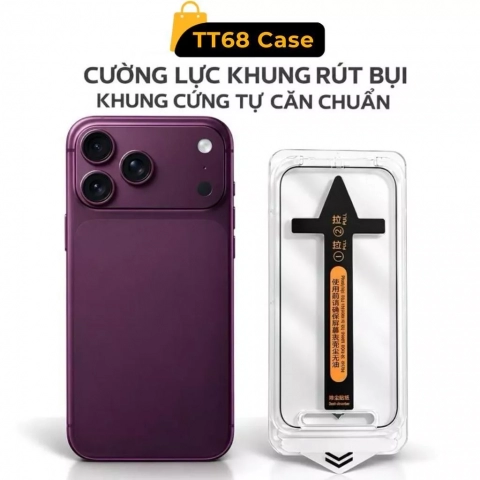 [TỰ RÚT BỤI] Kính cường lực có khung tự dán tự rút bụi siêu mịn Dành Cho iPhone 11 12 13 14 15 16 17 18 Pro Plus ProMax